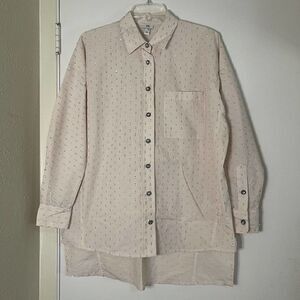 River island pink metallic silver dotted button down oversized shirt size small